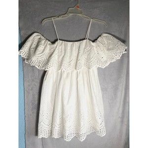 ASOS White Eyelet Off-Shoulder Mini Dress